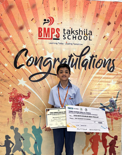 Rajveer Swain,  Class VI,  Qualified for the U-13 State Level Badminton Semi-Finals